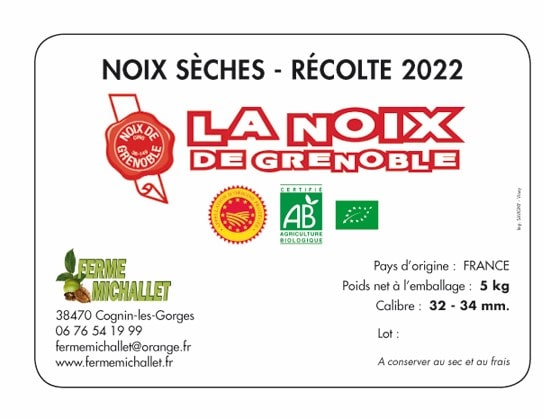 Ferme Michallet Nouvelles Etiquettes Noix -min etiquette bio